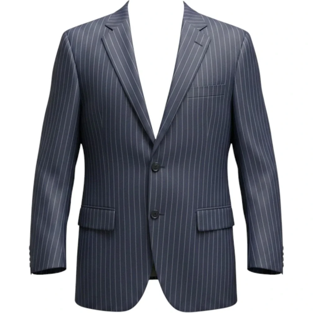 Samuelsohn Holland & Sherry Wool Pinstripe Blazer Navy Blue The Hound SF Mens